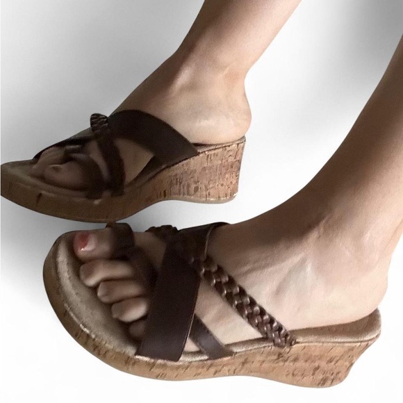 LOWER EAST SIDE Brown Wedge Sandals - Picture 1 of 8